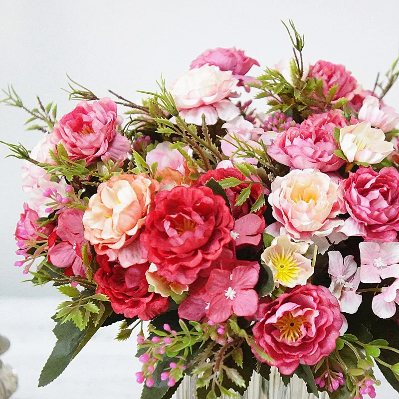 5 вилок картина маслом Гортензия счастливые розы рождественские украшения для дома Свадебные вазы для бытовой продукции искусственные растения