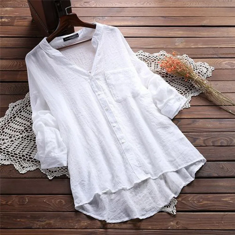 Women Blouse Casual Solid V Neck Blouse Cotton Linen Autumn Female Tops Long Sleeve V Neck Blouses Office Lady White Blouse Women Blouse Casual Solid V Neck Blouse Cotton Linen Autumn Female Tops Long Sleeve V Neck Blouses Office Lady White Blouse