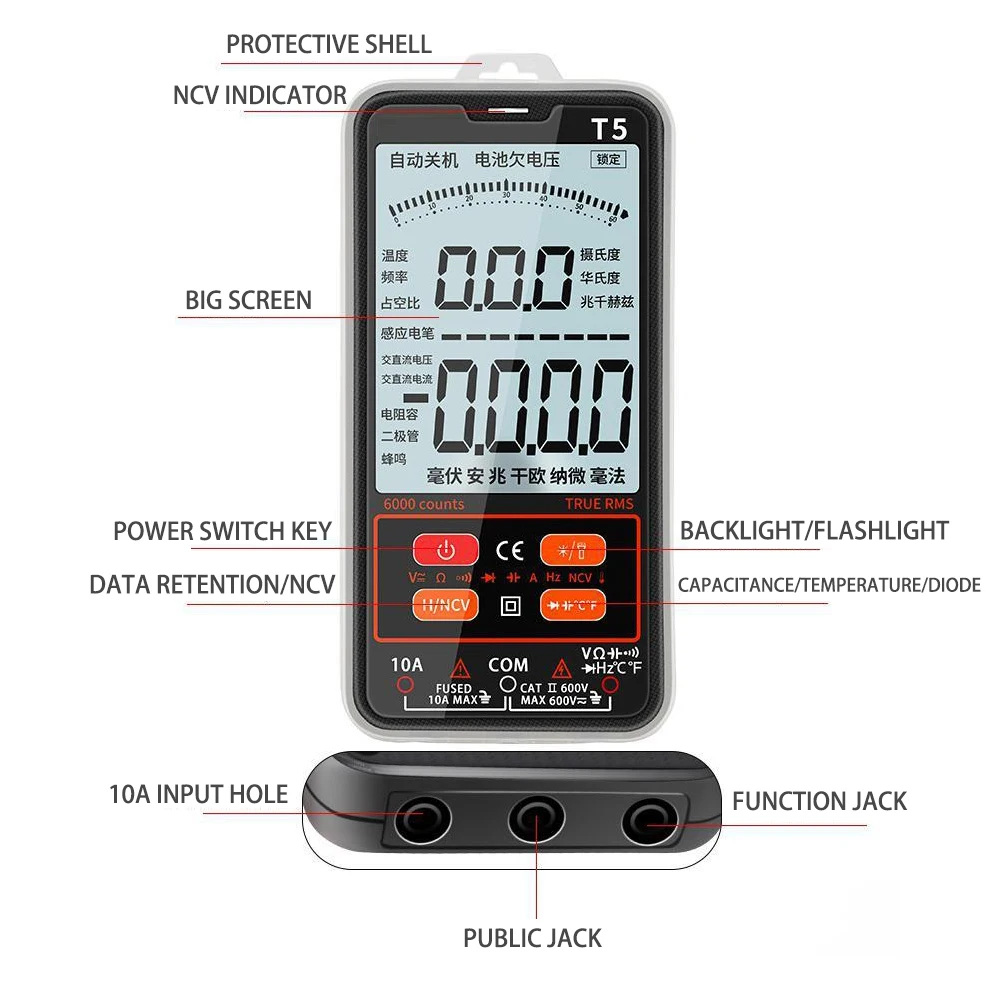 feeler gauges GROSAM Digital Multimeter Smart Mini Automotive Profesional Tester True RMS NCV AC DC Voltage Tester Portable multimetro T5 T1 radiation meter