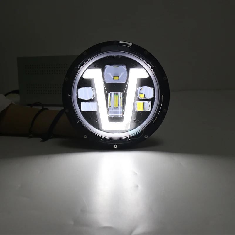 7 дюймов светодиодные фары Hi/Low Beam Koplamp Led faros 4x4 ангельские глазки указатели поворота для jeep Land rover Lada niva hummer H1 H2