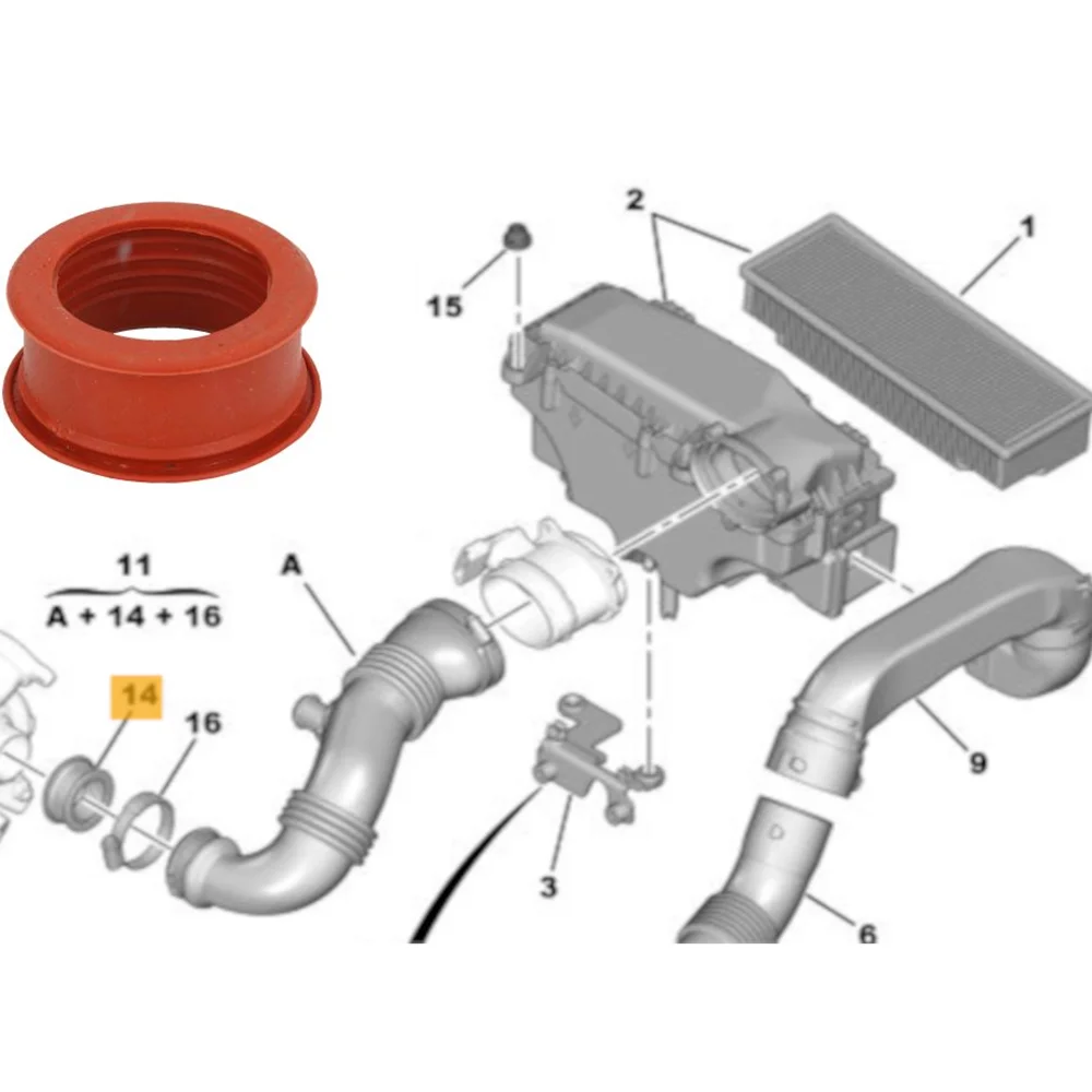 Gummi Turbo Luftrohr hülse für Peugeot 1,6 erfahrener Partner hdi c8  Dichtungen Dicht ring - AliExpress