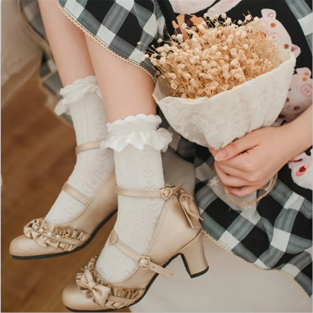 

Japanese Cute Lolita Lace Pile Socks Summer Lolita Mid-tube Women's Socks Mesh Jk Uniform Socks