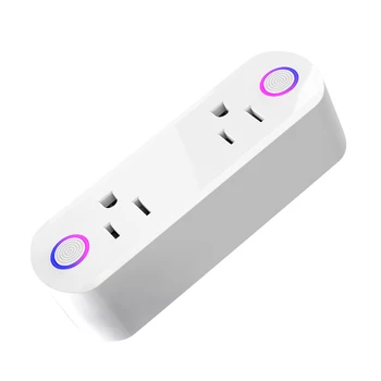 

AC 110V-240V Smart Plug Dual WiFi Outlet Extender Socket with Timer Independent Switch Compatible Support Voice Control