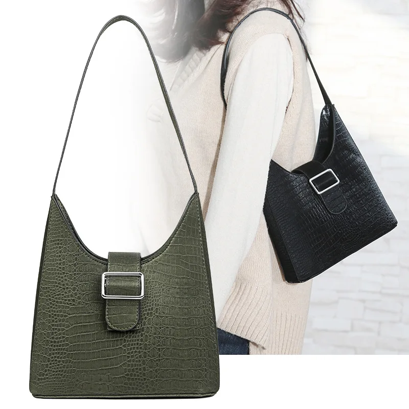 

2020 New Style WOMEN'S Bag Big Bag Fashion Korean-style Fashion Simple Crocodile Pattern PU Leather Handbag Large Capacity Weste