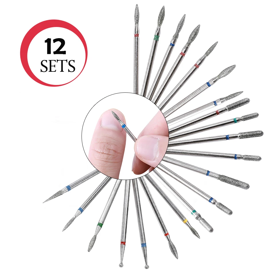 7 unids/set 2,35mm diamante uñas taladro para manicura pedicura eléctrica taladro clavo accesorios para máquina de fresado de pulido de corte
