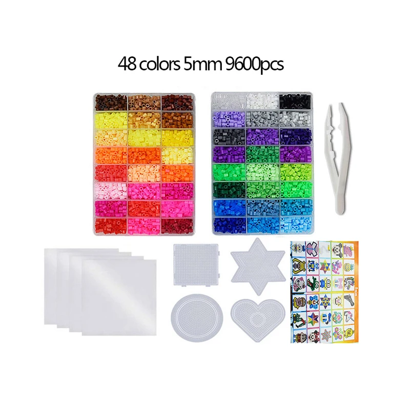 24/72 colori Box Set Hama Beads Toy 2.6/5mm Perler Educational Kids 3D puzzle giocattoli fai da te fusibile perline fogli di cartone da stiro carta da stiro