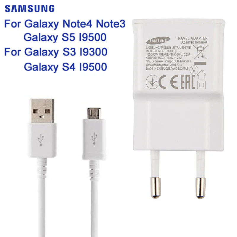 Original Wall Travel Charger For Samsung Galaxy Note4 G950 G9350 Note 5 N9200 N920t Note5 GALAXY S6 Edge G925FQ S4 MINI S3 S5 J7