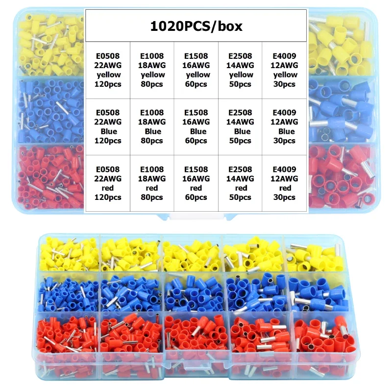 HSC8 크림핑 플라이어, 0.25-6 mm2, 23-10AWG, 1020 개, 700 개 튜브 박스 타입, 니들 타입 터미널 크림프, 미니 압력 와이어 도구