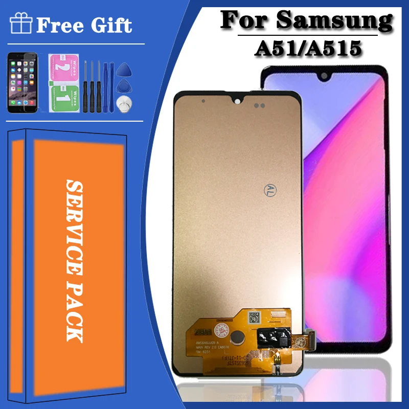 ЖК-дисплей для Samsung Galaxy A51 LCD A515 A515F A515F/DS A515FD сенсорный экран с рамкой и