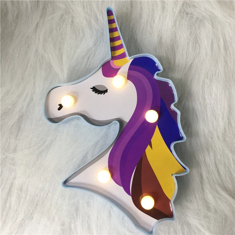 Unicorn 3D единорог; Фламинго милые животные светодиодный шатер светильники в форме букв декоративные лампы для внутреннего освещения для свадебной вечеринки тема DIY украшения - Цвет: Unicorn
