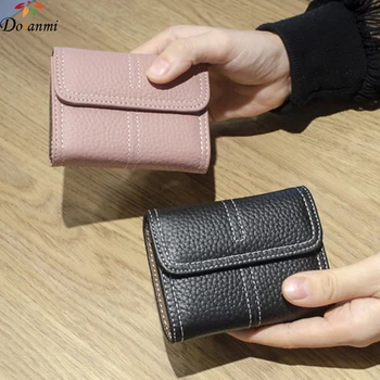 

DORANMI Genuine Leather Short Women's Wallets 2019 Cow Leather Folding Card Holder Clutch Purse Female Coins Money Bag BG166