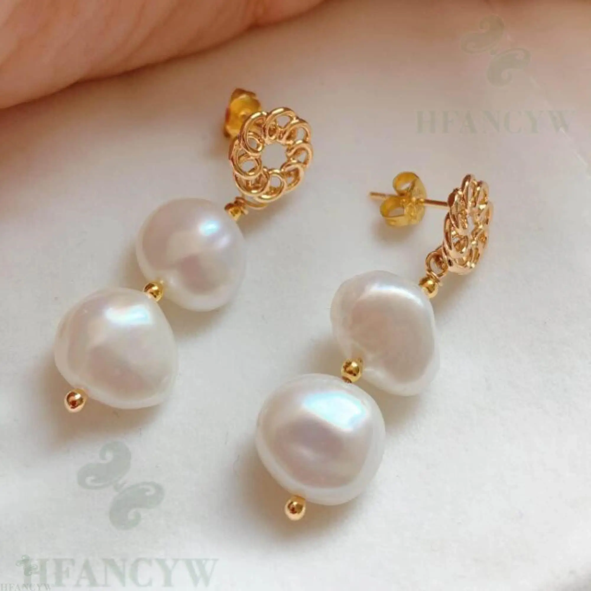 Белые жемчужные серьги в стиле барокко серьги-гвоздики ювелирные изделия AAA