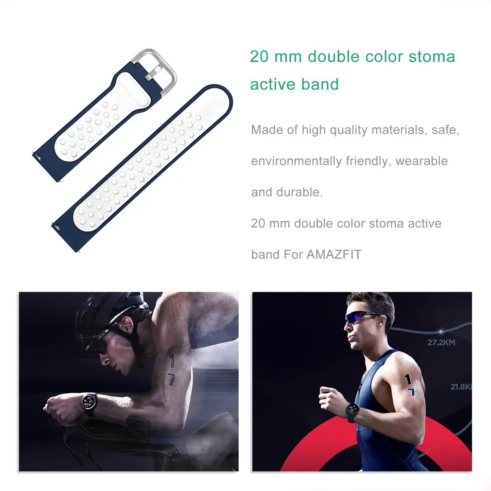 Ремешок для часов Huami Amazfit GTS 20 мм ремешок для часов Силиконовый сменный ремешок на запястье ремешок 2 цвета с отверстиями ремешок для часов