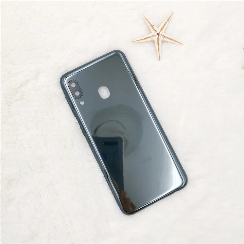 black A20 E чехол,, samsung galaxy a20e, пластиковая крышка для батареи, полная защита задней двери, сменный корпус, боковые кнопки и логотип - Цвет: black