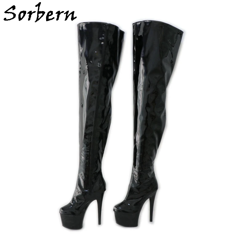 

Sorbern 17Cm Pole Dance Boots Women Stripper High Heels Full Zipper Long Boots Mid Thigh High Drag Queen Shoes Custom Shoes