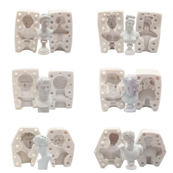 

Silicone Epoxy Resin Mold Artist Figure David Plaster Portrait Mold DIY Candle Soap Cake Baking Aromatherapy Making Mold 6 Style