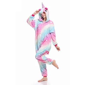 

Women Onesie Unicorn Kigurumis For Adult Zipper Warm Home Jumpsuit Halloween Christmas Pajamas Cute Overalls Animal Onepiece