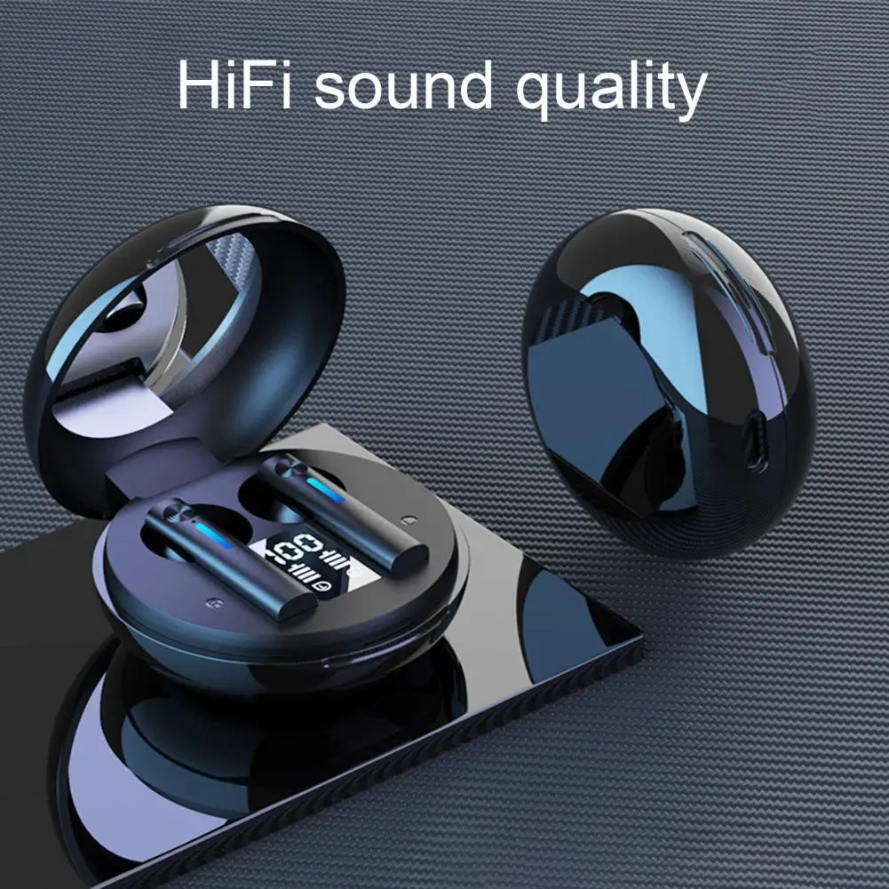 

T15 Bluetooth-compatible Earphones In-ear Fingerprint Touch Wireless Sports Gaming Headset with Makeup Mirror for Mobile Phone