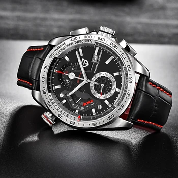 

PAGANI DESIGN Men Watch Calendar Chronograph Leather Stainless Waterproof Sports Multifunction Quartz Watches Relogio Masculino