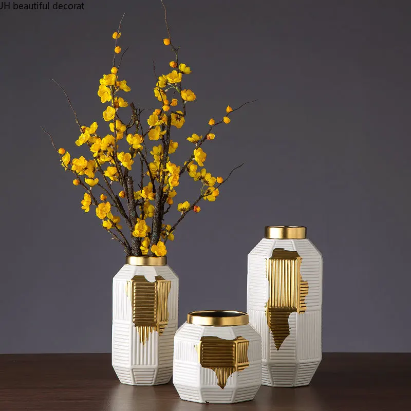 

Light Luxury Ceramic Vase Decoration European Style Living Room Dried Flower Flower Arrangement Accessories Home Decoration