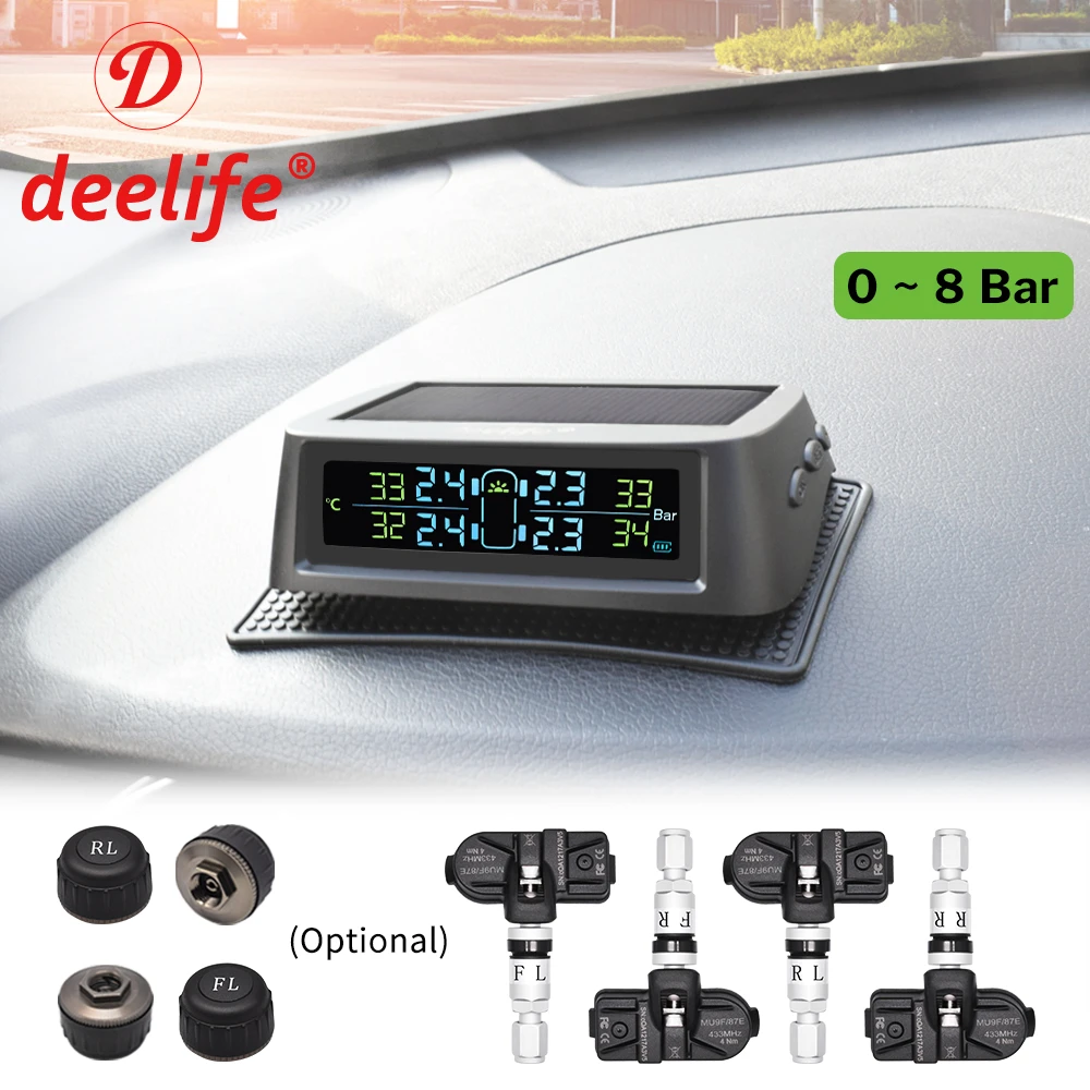 Deelife Tpms車のタイヤ空気圧センサー監視システム0 8バーtmpsスマート制御タイヤ外部内部温度ソーラー Aliexpress Automobiles Motorcycles