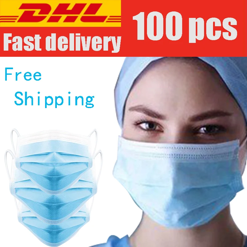 

Free DHL Fast Shipping 3 Laye disposable protective face mouth masks anti virus pm2.5 facial dust-proof safety Masks