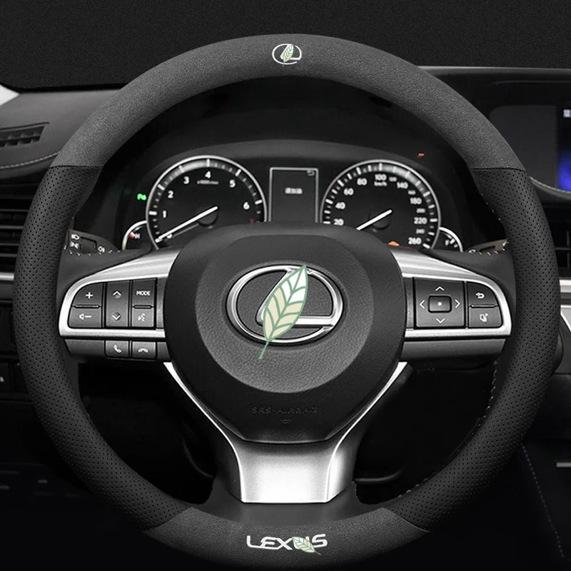 

For Lexus 3D Laser Printing Logo Cow Leather Car Steering Wheel Cover Accessories Fit CT IS GS ES LS UX NX RX LX GX LM