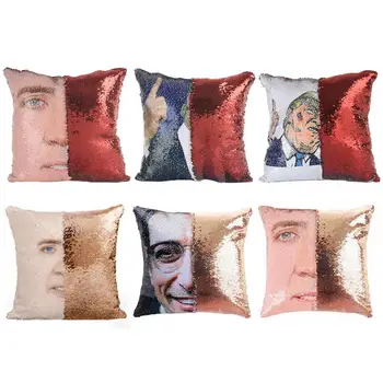 

Sequin Pillow Cushion Cover DIY Customized Mermaid Sequin Throw Pillow Home Decoration Fun Characters Pillowcase Cushion
