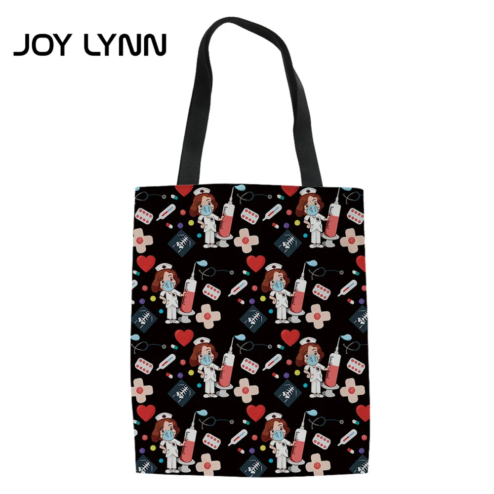 Холщовые сумки для покупок JOY LYNN с рисунком повседневные Экологичные дамские