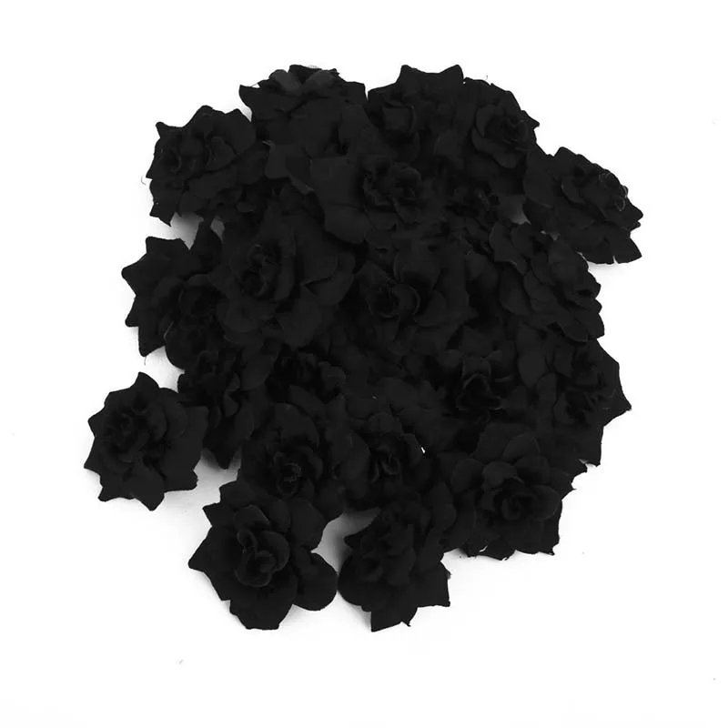 WSFS Hot 50 pcs Silk Roses Artificial Wedding Clips Decoration Flower Head (black) | Дом и сад