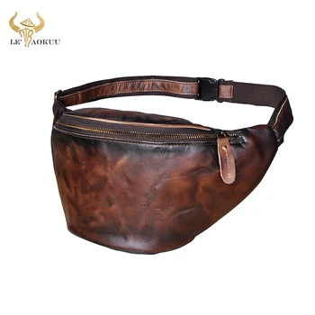 

Original Leather men Casual Design Waist Belt Bag Chest Pack Fashion Travel 7" Phone Cigarette Case Pouch Tea Umbrella Male 9981
