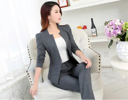 Autumn Spring Womens Jackets Blazer Elegent Tow- Piece Female Suits Business OL Jacket And Pant High Quality LX1398 | Женская одежда
