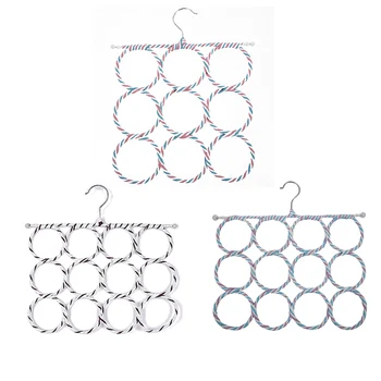 

16 Holes Ring Rope Scarf Holder Hanger Shawl Storage Display Hook Rack Style: 16 Circles: Color multicolor ran: Size: 38 * 36