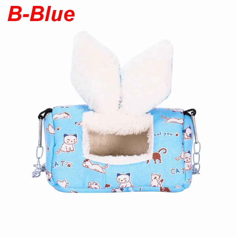 Little Pet nest Hamster nest Cute Pet Soft Nest Squirrel Hamster Bed Cotton Warm Comfortable Hangable Nests - Цвет: B-Blue