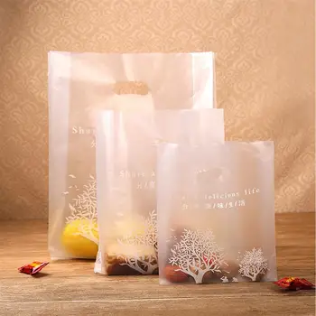 

100PCS Plastic Take Out Bags Semi-transparent Bakery Bags Takeaway Bags Food Service Bags