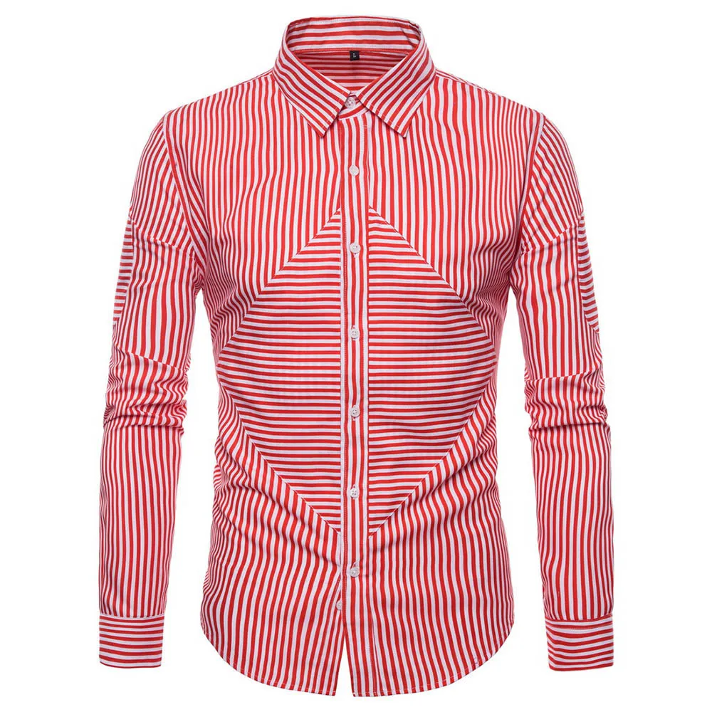 Jaycosin Мужская Повседневная рубашка Slim Fit Мужская Повседневная полосатая рубашка с длинным рукавом официальная одежда рубашки мужская одежда дропшиппинг 9