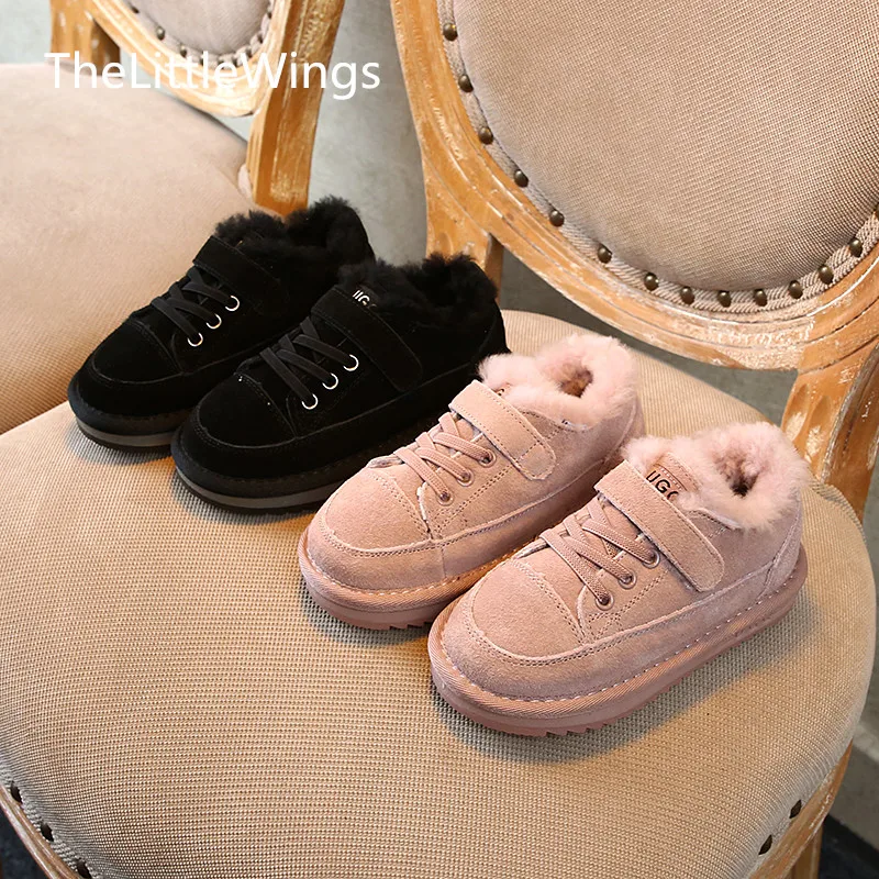 new winter children's Flat toddler shoes genuine leather girls' warm ankle snow boots 0-1-2-8-18 years old boys anti slip