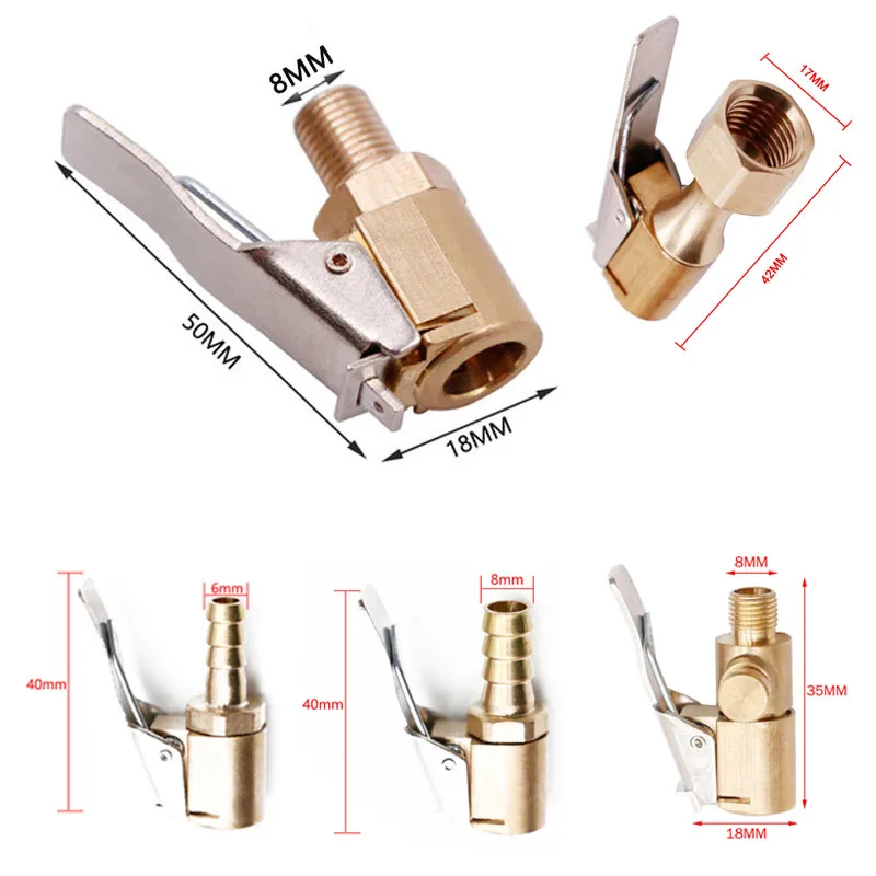 ปั๊มลมรถยนต์หัวฉีดอะแดปเตอร์ 8 มม.ยางล้อยาง Air Chuck Inflator ปั๊มวาล์วคลิป CLAMP CONNECTOR ADAPTER 1