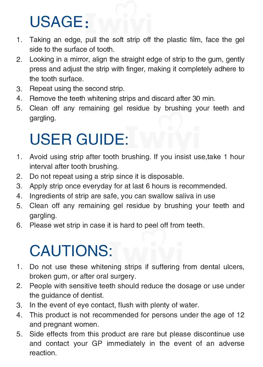 Teeth Whitening Strips 3D Bright White Veneers Tooth Whitener Bleach Gel Dental Bleaching kit Oral Hygiene Care User Manual