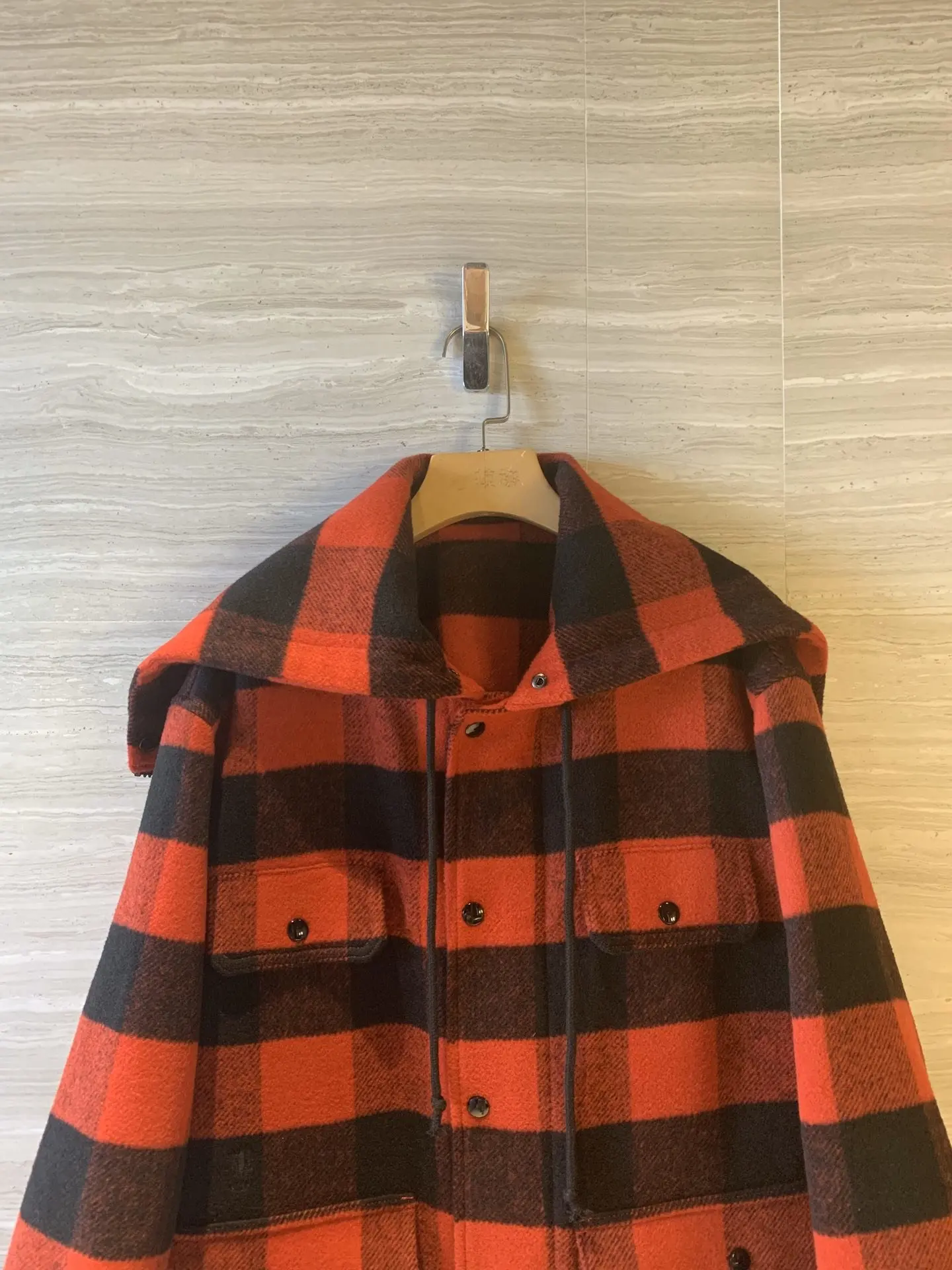 new ladies high quality fashion long sleeve lapel wool plaid coat 1030