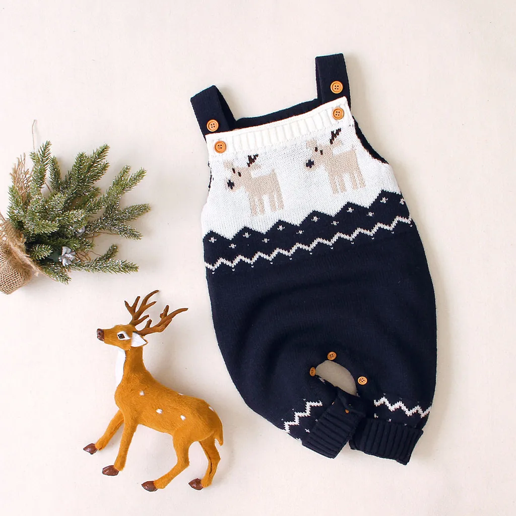 Рождественский костюм для новорожденных; Вязаный комбинезон с Санта ...