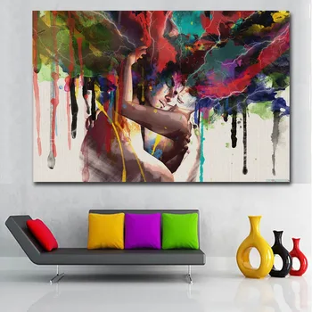

Love Wedding Decor Wall Art Canvas Prints Hugging Couple Portrait Abstract Lover Canvas Painting Wall Decorations Living Room