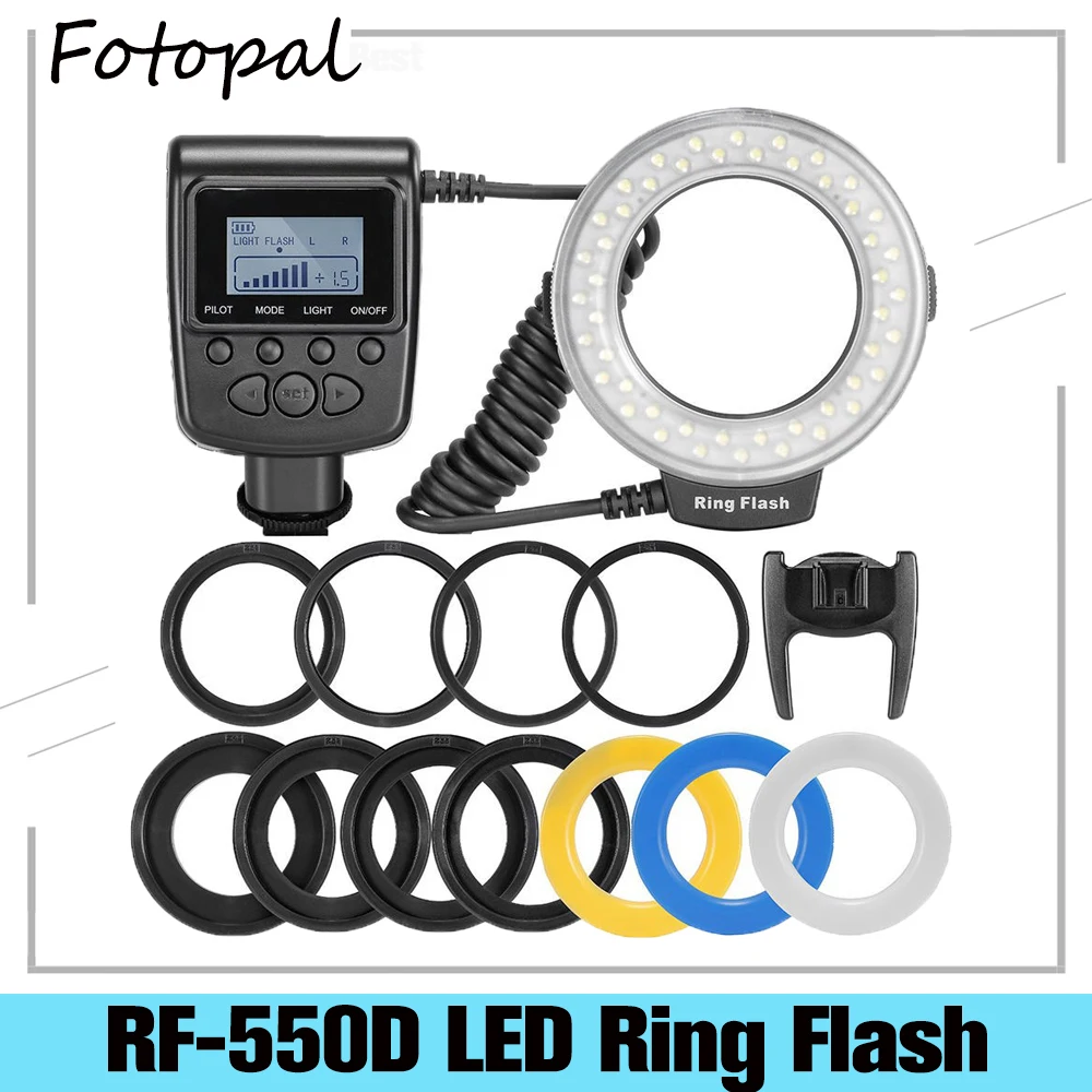 Fotopal Rf-550D Macro Led Anello Flash Con 8 Anello Adattatore Per Canon Nikon Pentax Olympus Panasonic Dslr Flash Fotocamera Luce Fc-100