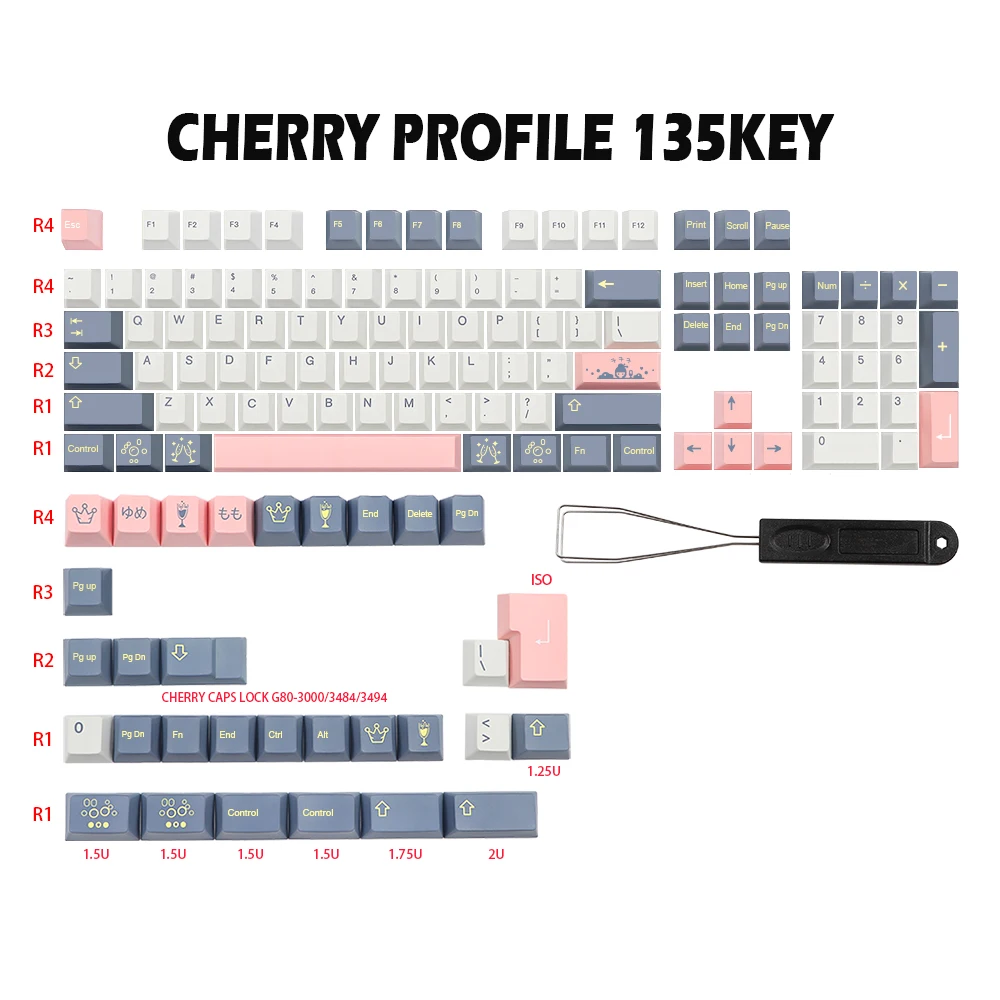 

GMK-KEY Momo Yume Keycap set Cherry Profile pbt Keycaps For MX Switches dz60 Gk61 sk61 anime Dye Sublimation Key Cap 135 Key