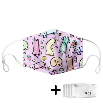 

Kawaii Cartoon Mouth Mask with Filter for Kids Toddler Girls Pink Face Masks Sutdents Outdoor Dustproof Protective Mask Filter