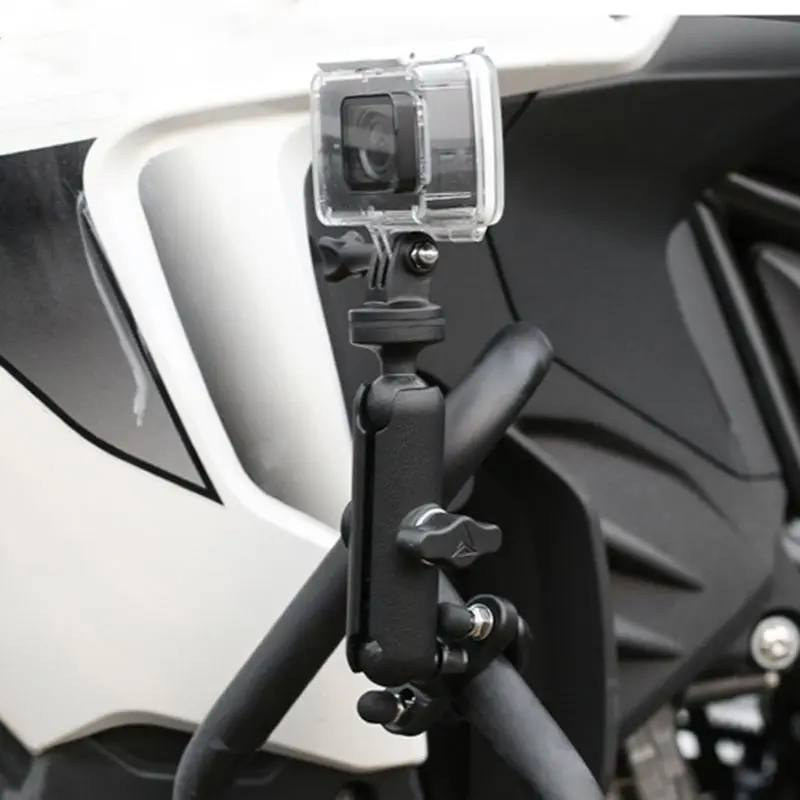 Motorcycle Bike Camera Holder Handlebar Rearview Mirror Mount Bracket 1/4 Metal Stand for Go-Pro Hero8/7/6/5/4/3+ Action Cameras lightning usb3 camera adapter