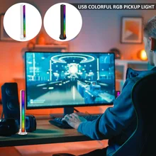 Lumière colorée à 32 LED, contrôle du son, Rechargeable par USB, commande vocale, capteur rythme, ordinateur, voiture, barre lumineuse RGB