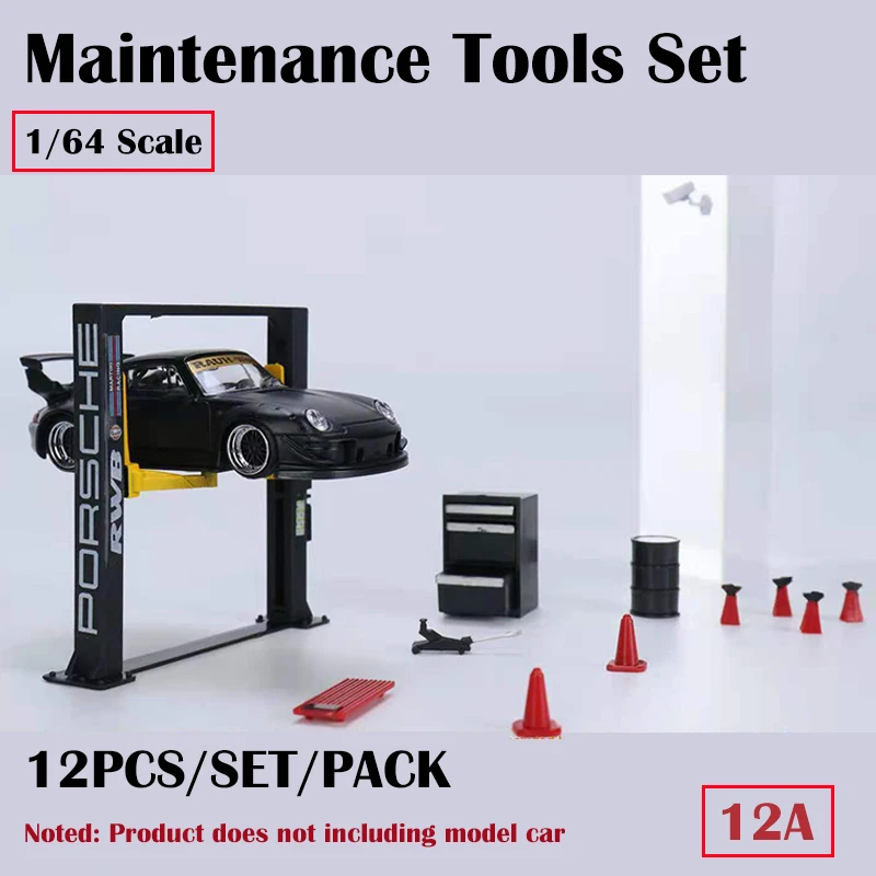Ferramentas de Manutenção do Conjunto Modelo de Carro Diorama Garagem Liga Die-cast Exibição 12 Pçs Set-4 Versões 1 - 64 18 Brinquedos e hobbies