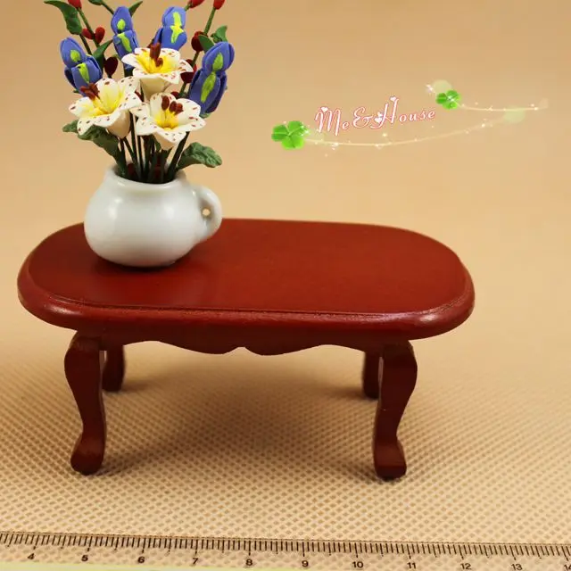 1: 12 кукольный дом мини мебель модель твердой древесины Европейский стиль красного дерева цвет чайной столик