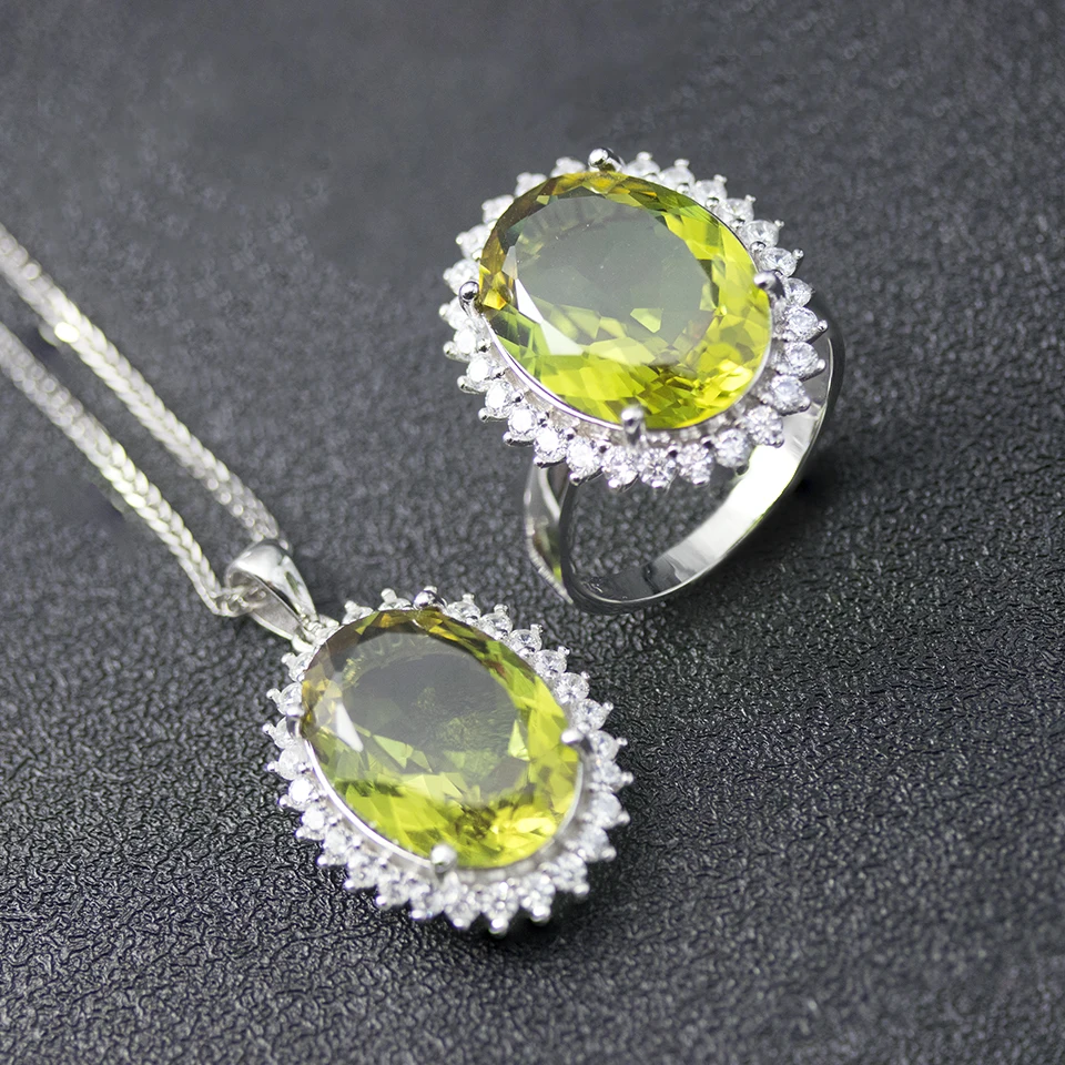 Jewelry Sets Bolai, меняющий цвет, zultanit, ювелирный набор, серебро 925 пробы, создан диаспор, кулон, кольцо, драгоценный камень, ювелирное изделие для женщин, роскошь - Цвет камня: Jewelry Sets